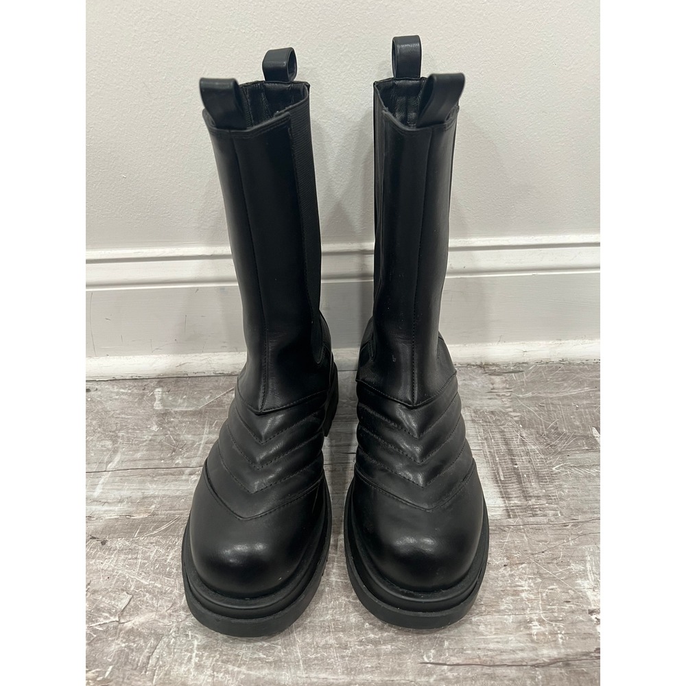 RAID Womens Moon Boots Black Faux Leather Adalee Wide Fit Mid Calf Chunky Size 9